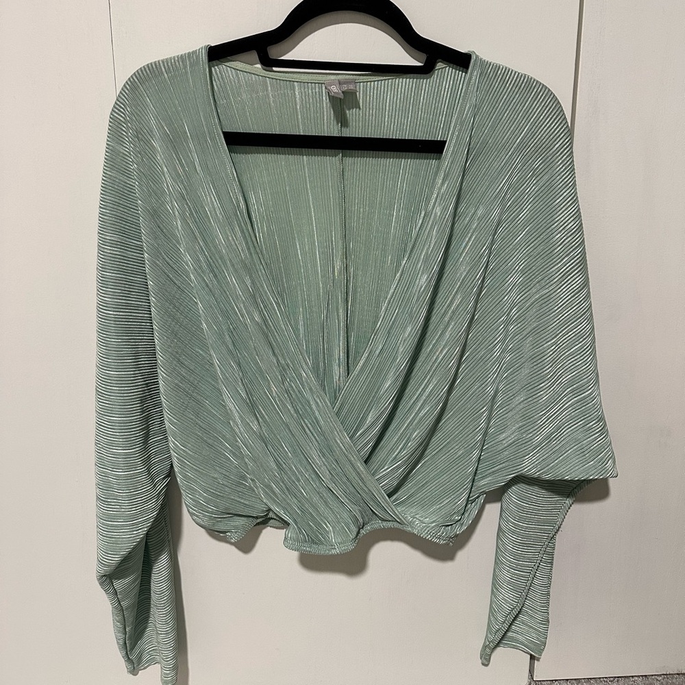 ASOS DESIGN Sage Green & White Seersucker Gingham Top - Size 8